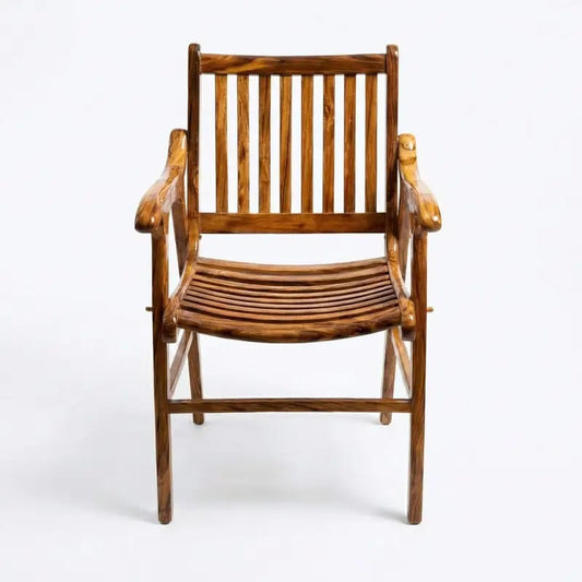 Aegean Teak 3-Piece Patio Bistro Set with Curved Slat Chairs and Glass-Top Side Table by WAHABIBI