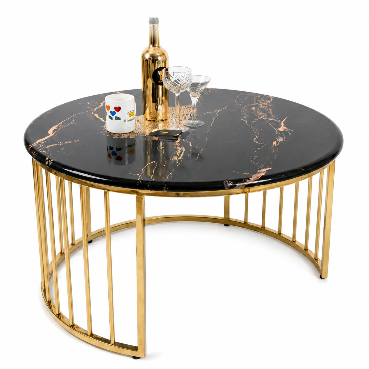 Noir Royale Coffee Table Stainless Steel Imported Marble Top