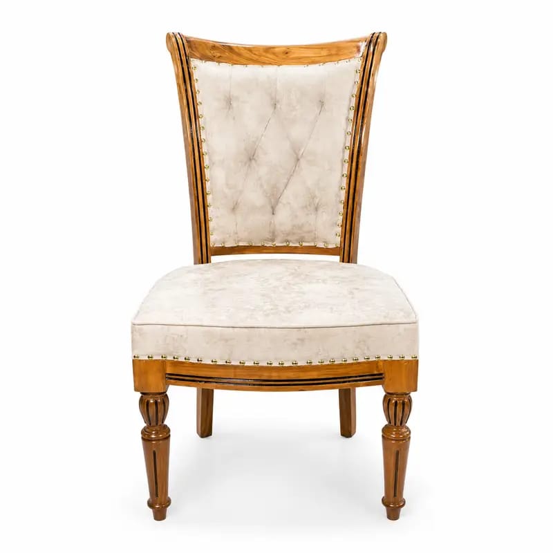Tall Slatted-CREAM Wooden Dining Chair by WAHABIBI