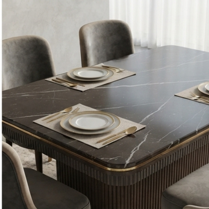 Grey Stone Black-Leg Dining Table by WAHABIBI – alternate view 2